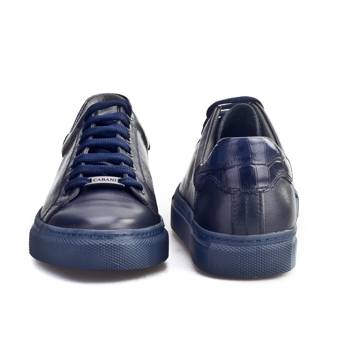 Navy blue leather hot sale sneakers mens