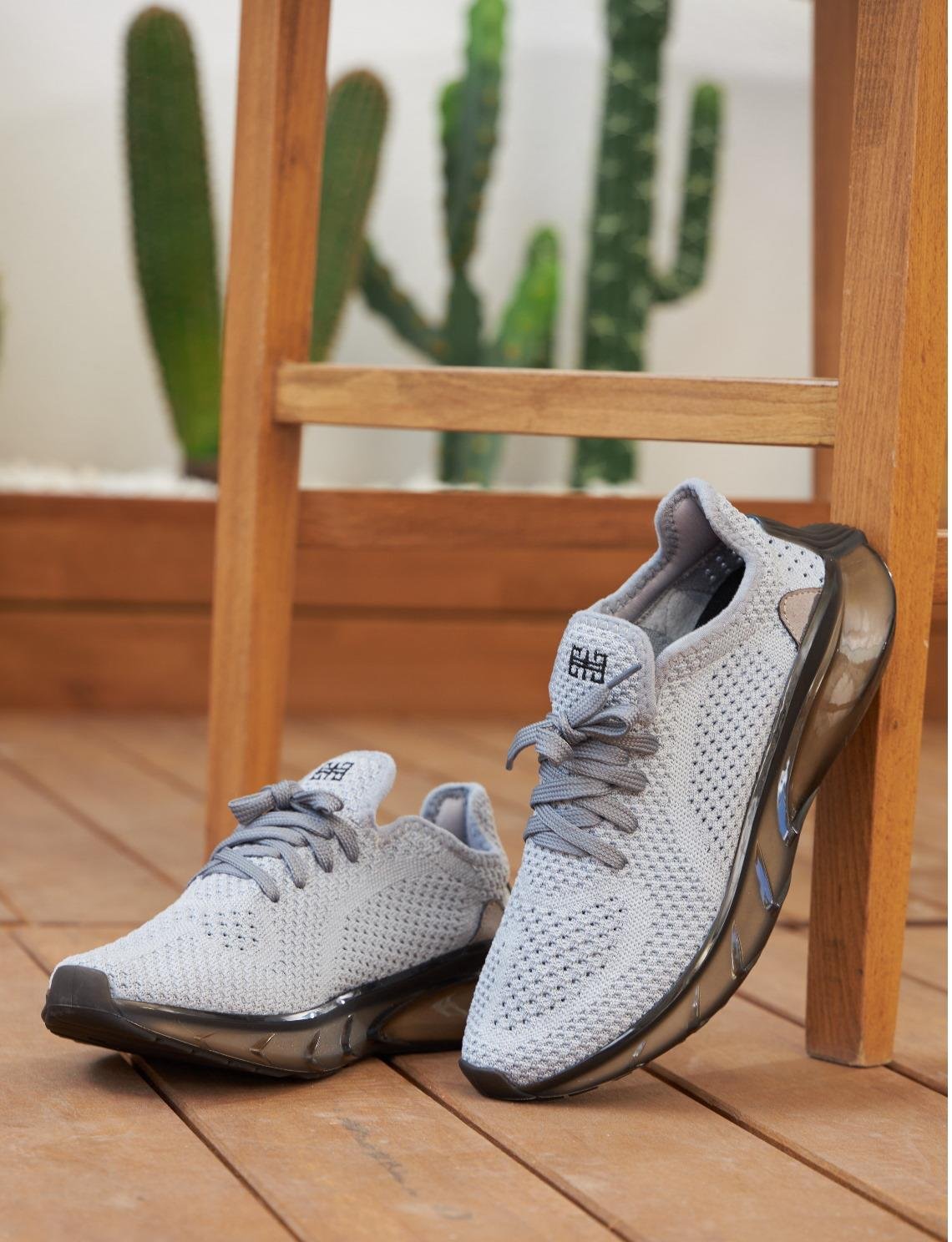Triko Gri Bağcıklı Kadın Spor Ayakkabı | Cabani