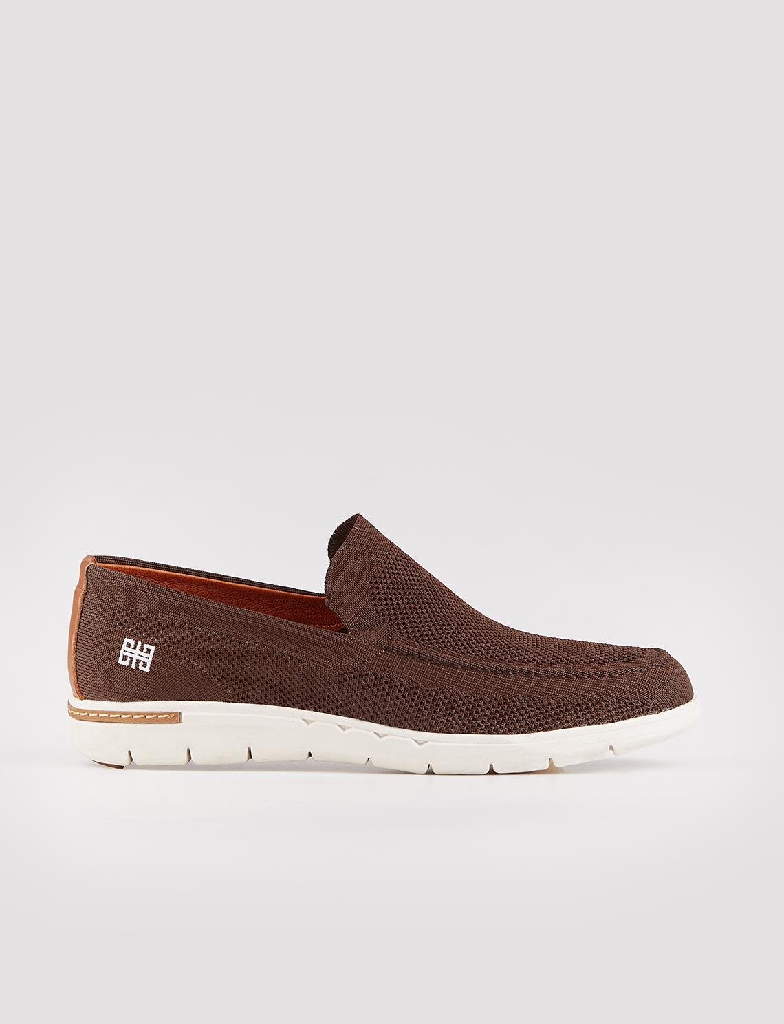 Men Brown Slip On Casual Knit Shoes
