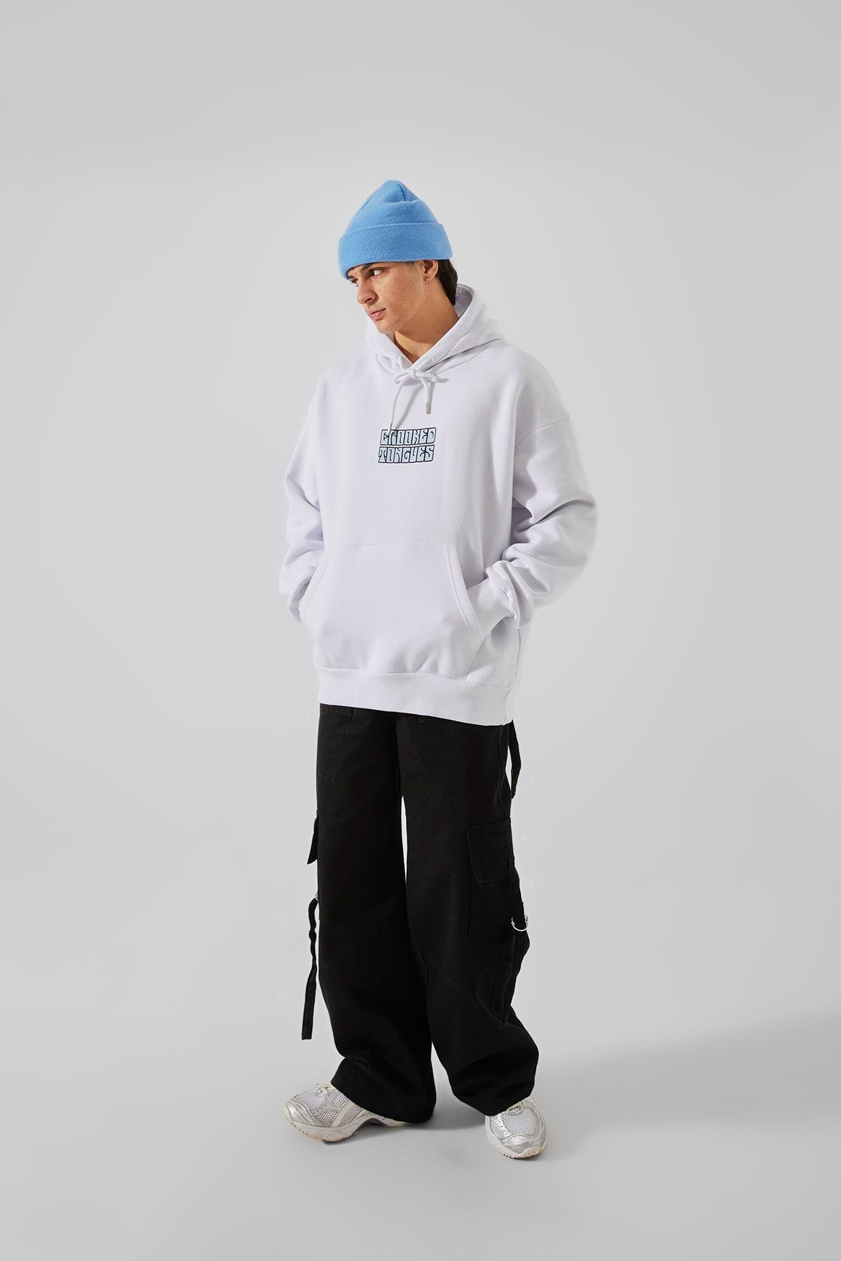 Crooked tongues oversized hoodie hotsell