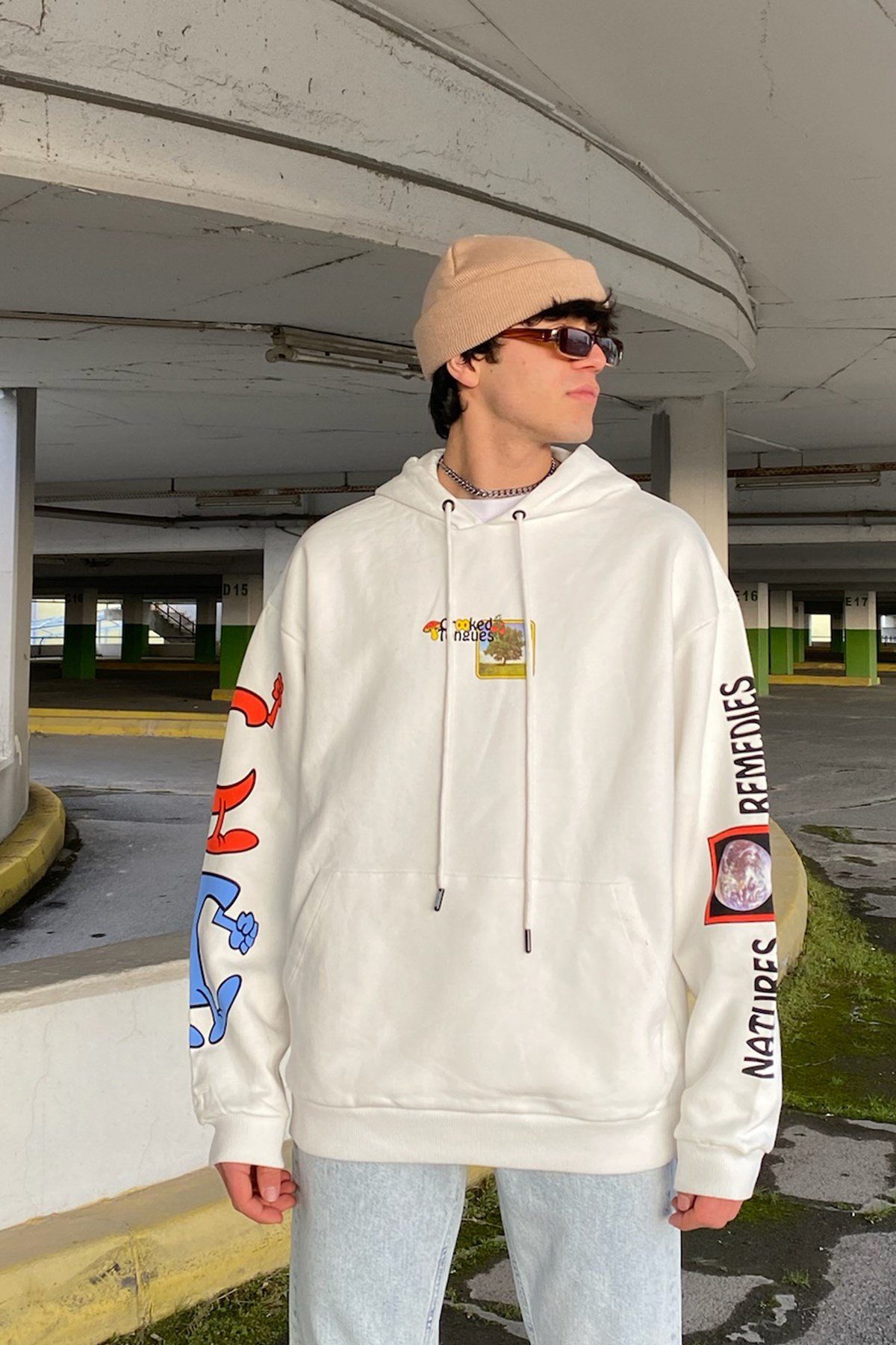 Crooked tongues white hoodie 2025