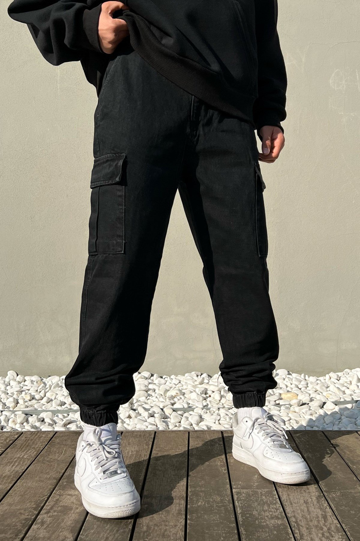 Kargo Cepli Siyah Jogger Fit Pantolon - Flaw Wears