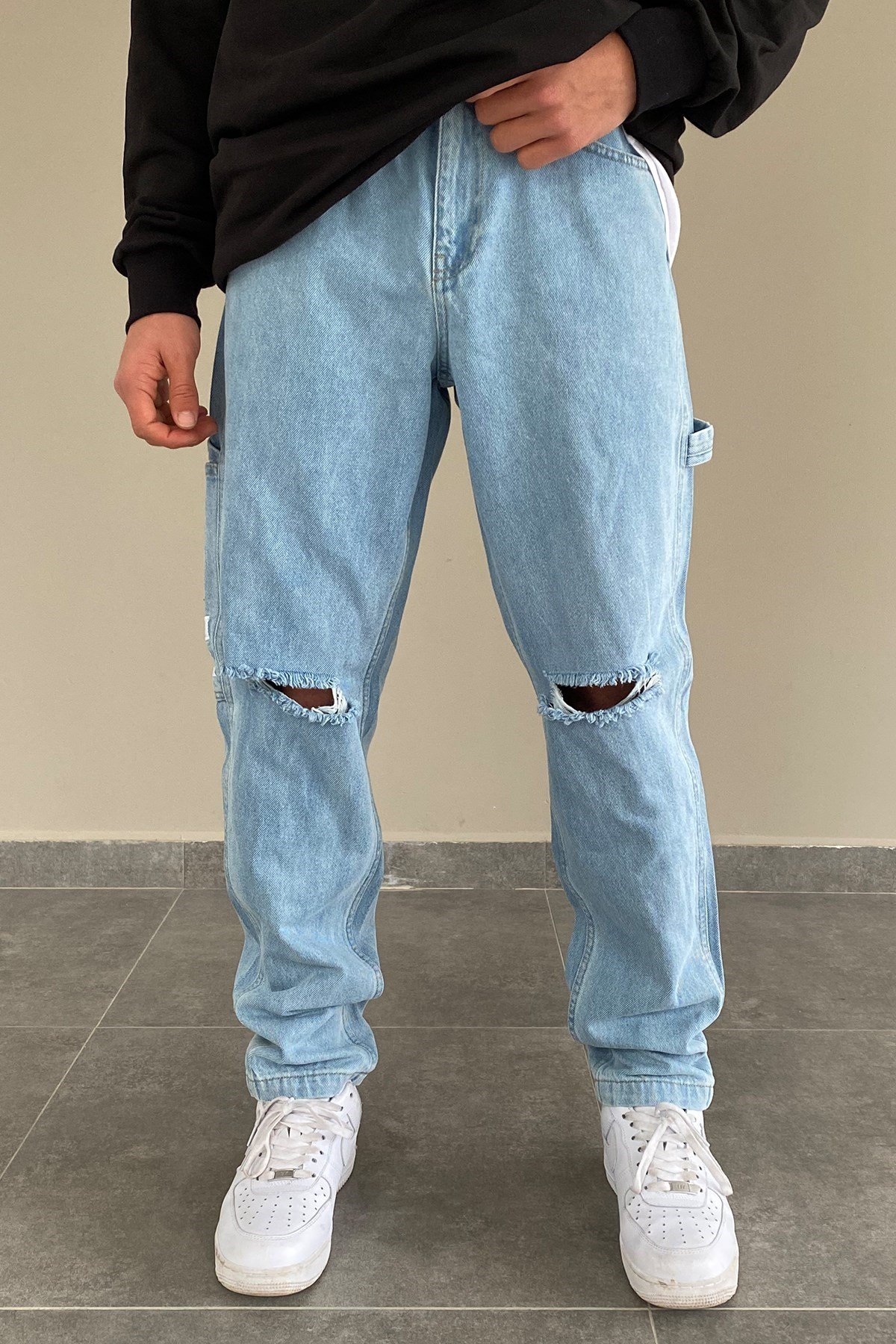 Karl Kani Urban Style Distressed Sky Blue Carrot Fit Jean - Flaw Wears