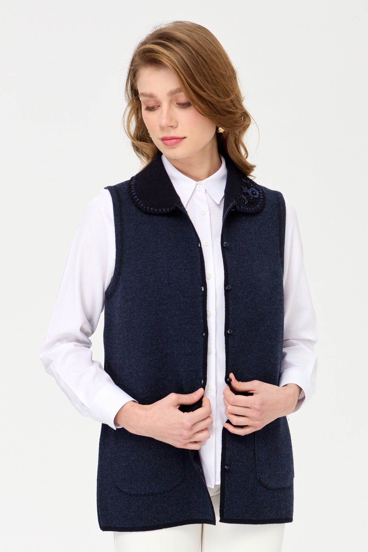 Navy blue polo sales vest