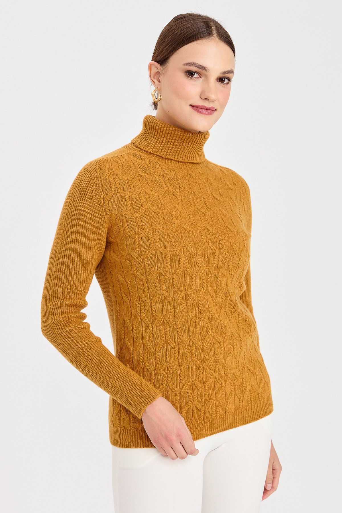 Knit Turtleneck Sweater Yellow Cable Knit Sweater Womens Women's