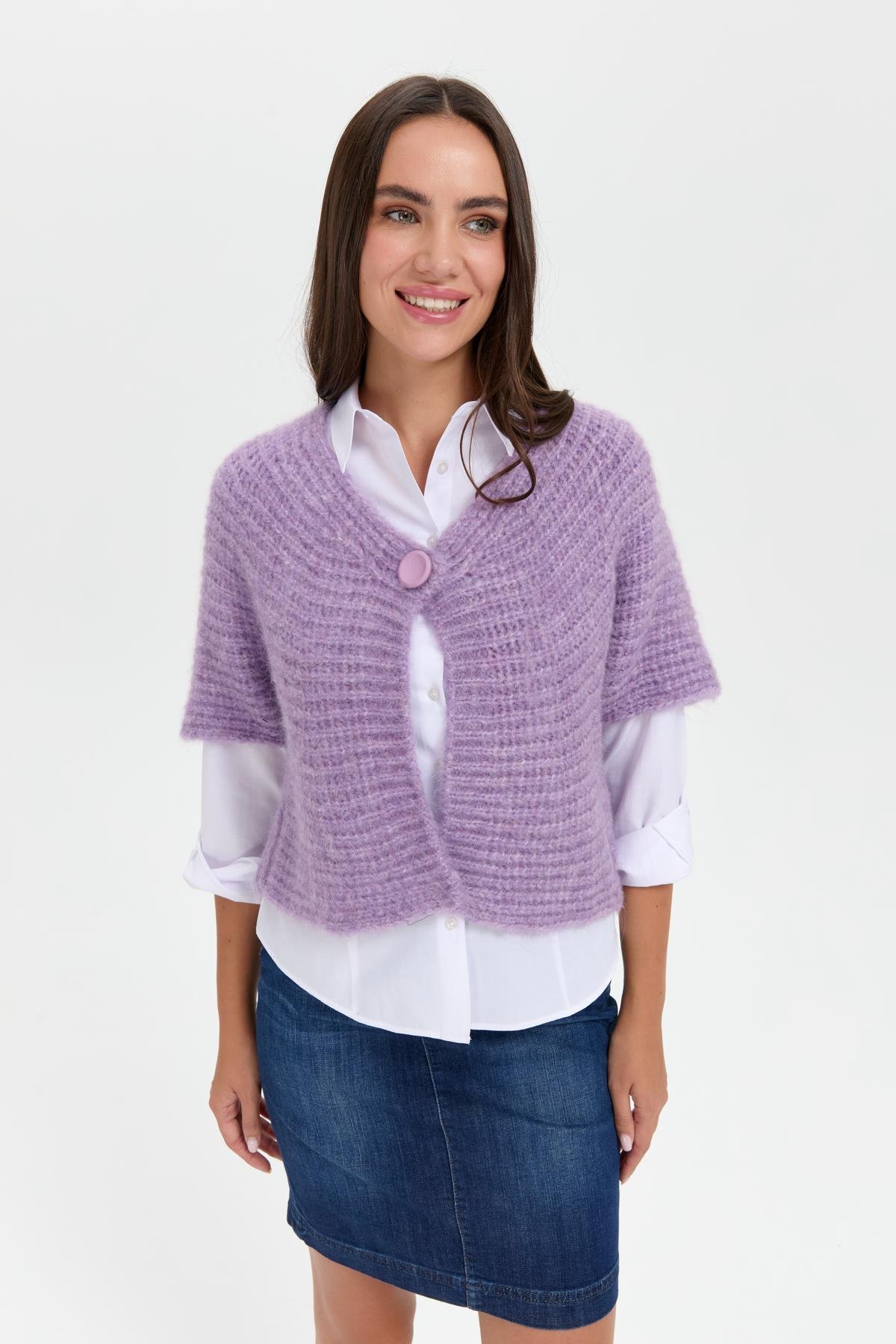 Women's One-Button V-Neck Short Vest Lilac