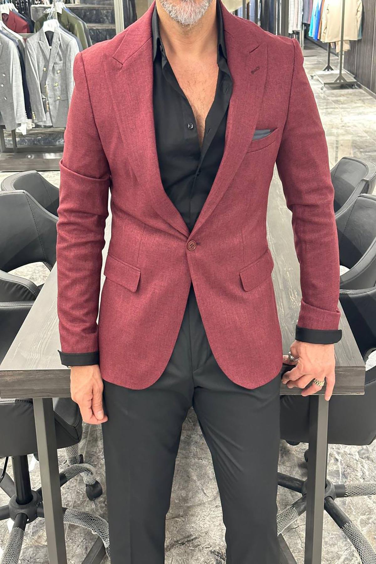 HALF LINING MAROON JACKET