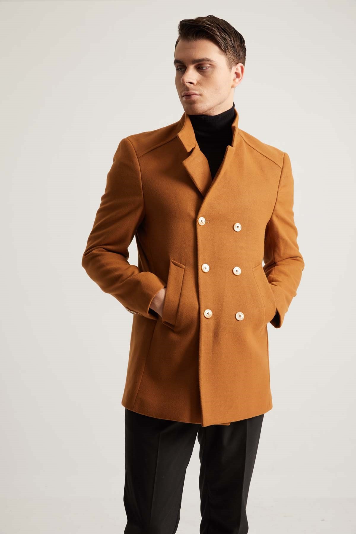 Band collar double breasted blazer best sale