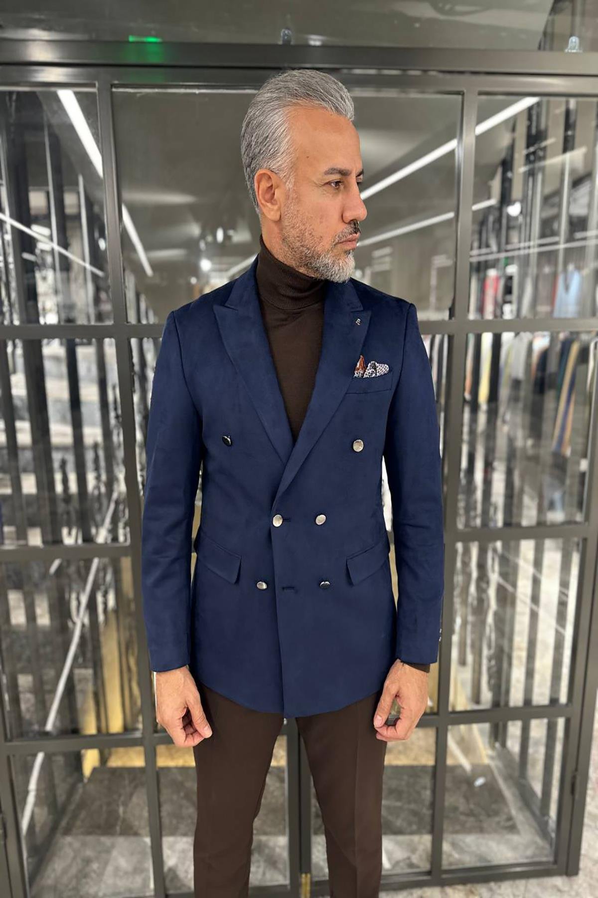 SUEDE DOUBLE BREASTED BLAZER