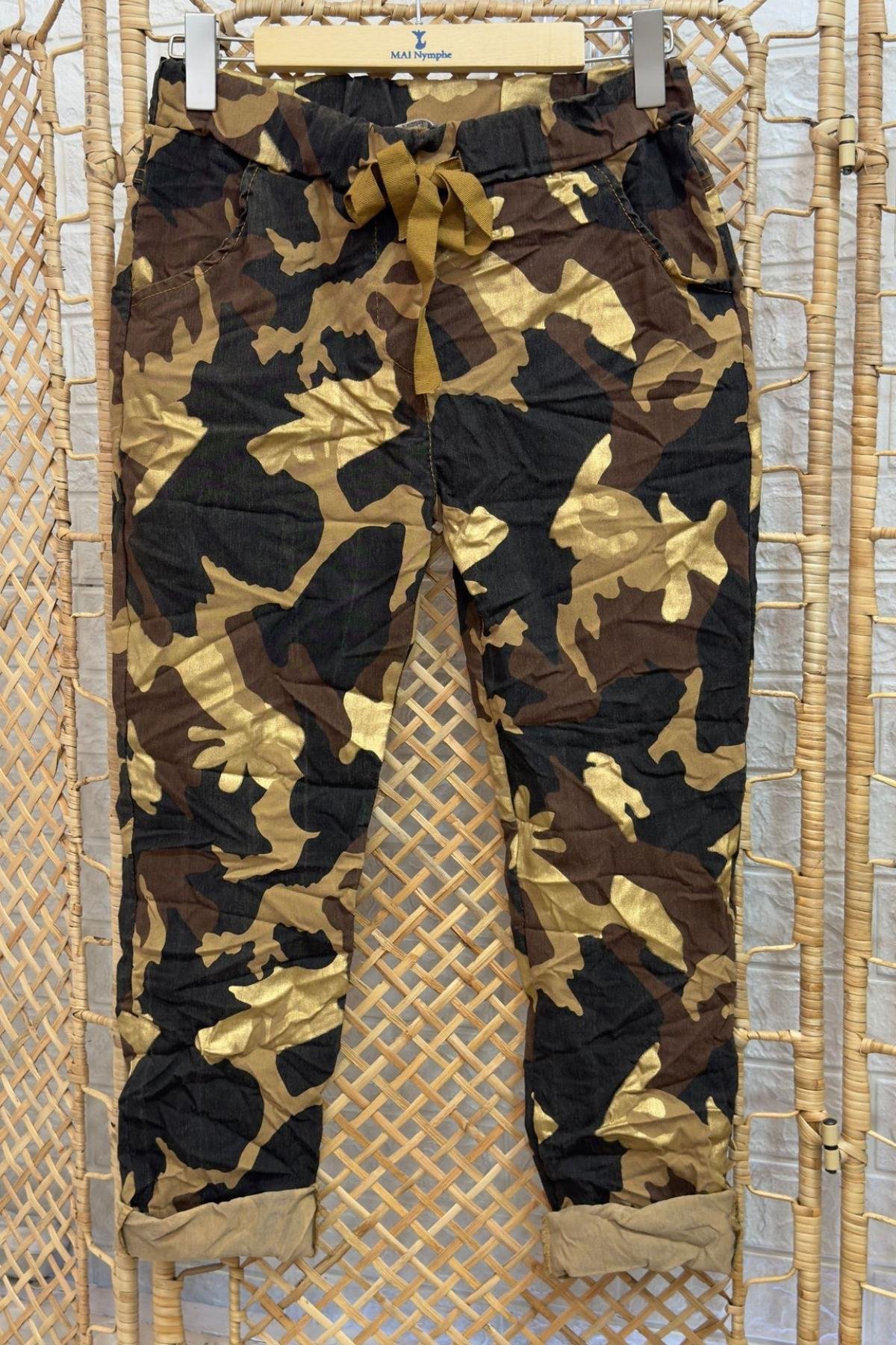 Kamuflaj Leopar Pantolon Kahve