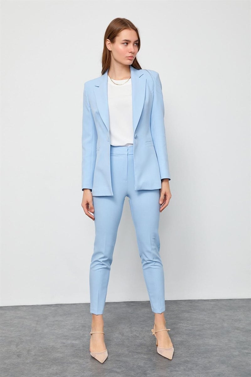 Kadın Mavi Blazer Ceket Pantolon Takım ST050S60072002 | Setre