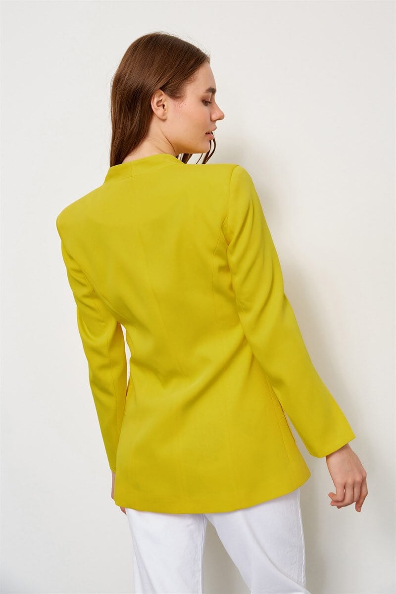 Kadın Sarı Kolları Yırtmaçlı Ceket ST060S90253001 | Setre