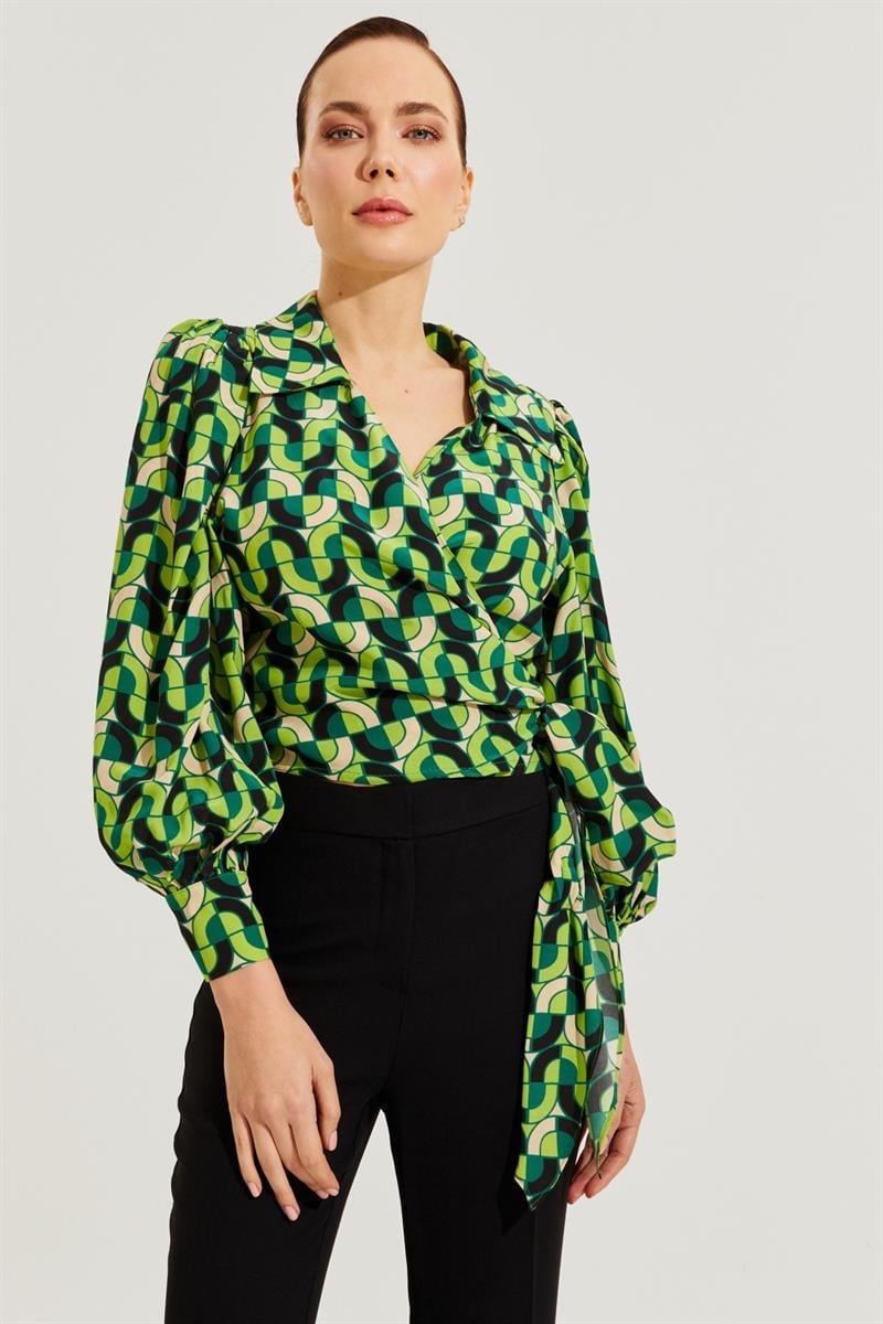 Kadın Yeşil Çapraz Bağlamalı Bluz ST090S30100501 | Setre