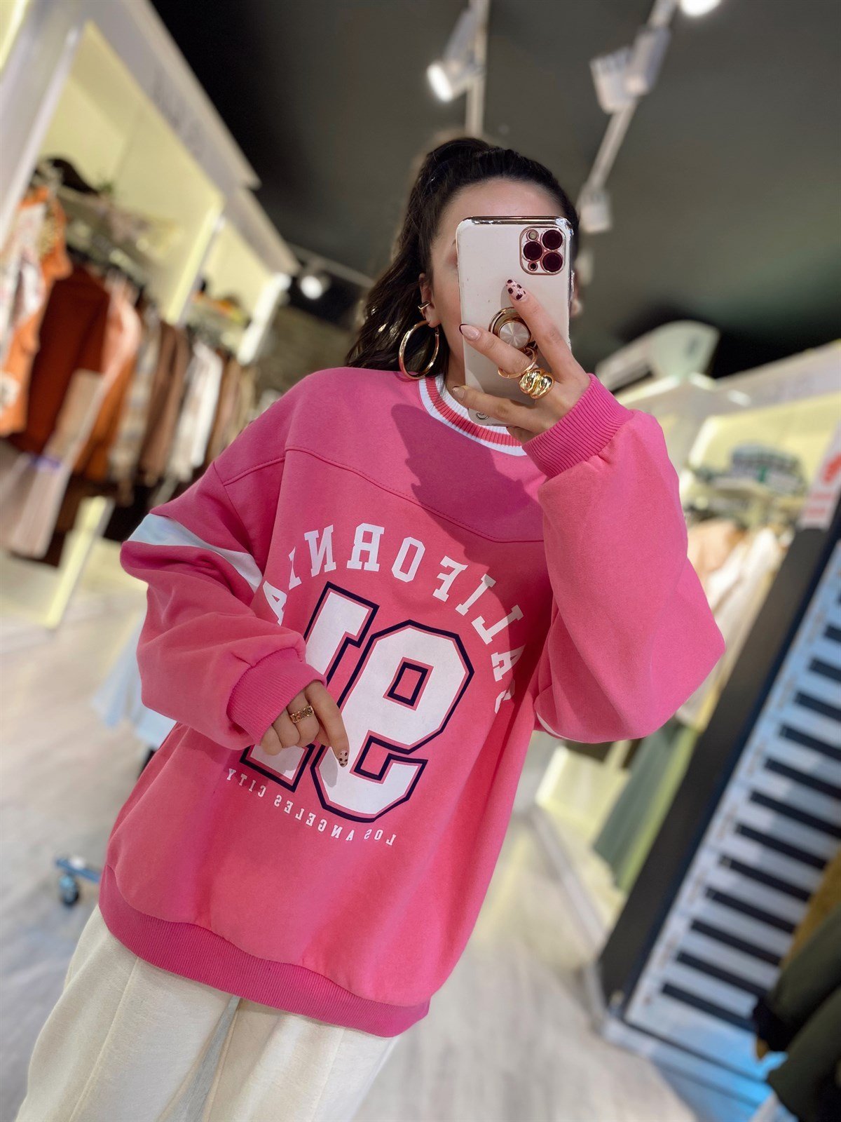 Pembe Triko Yaka California Bask l Sweat