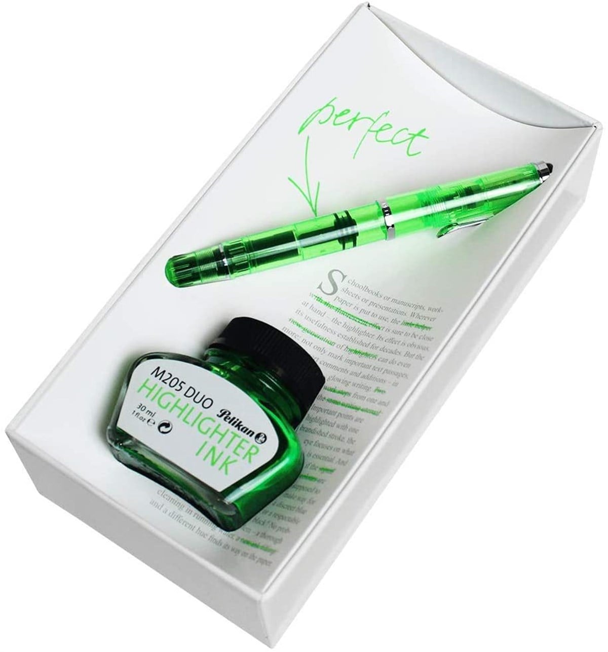 Pelikan Classic Series M205 Duo Highligter Green Clear Fountain