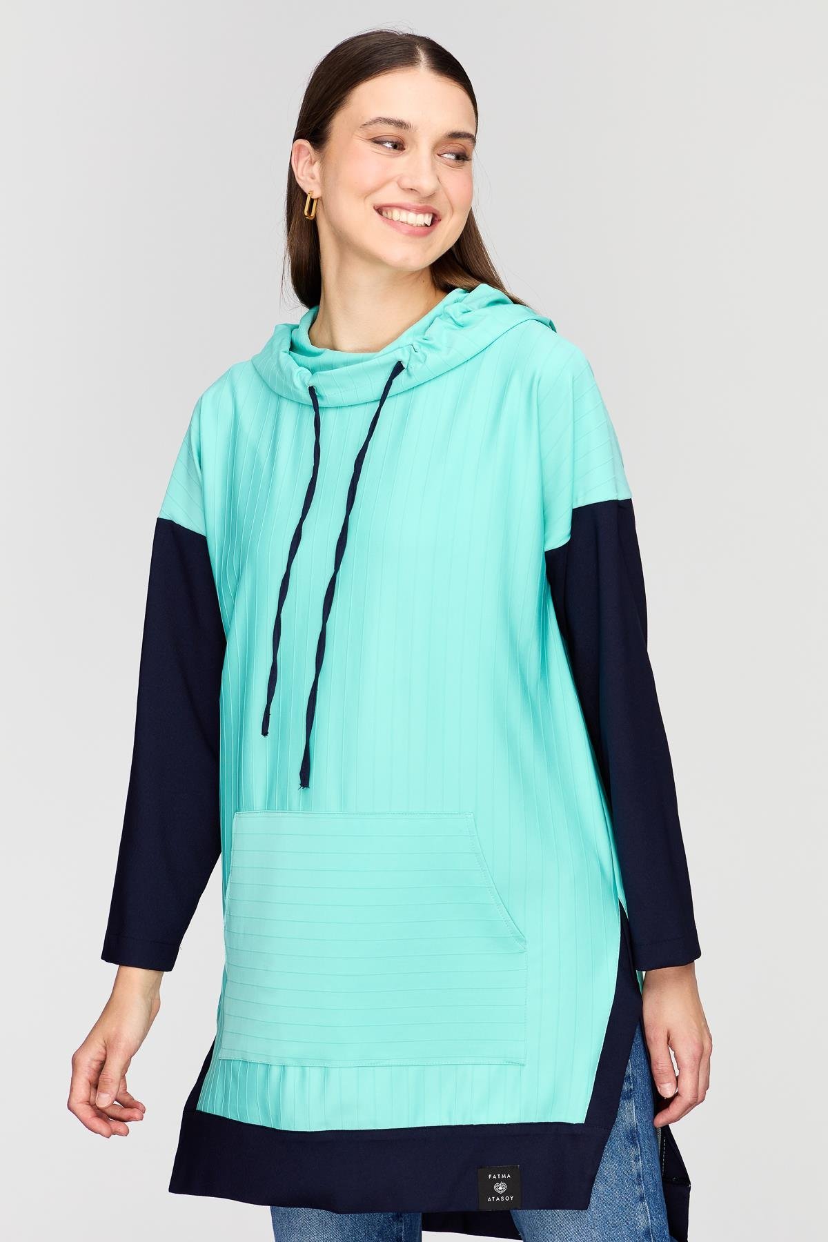 Çift Renk Sweatshirt Mint - Fatma Atasoy