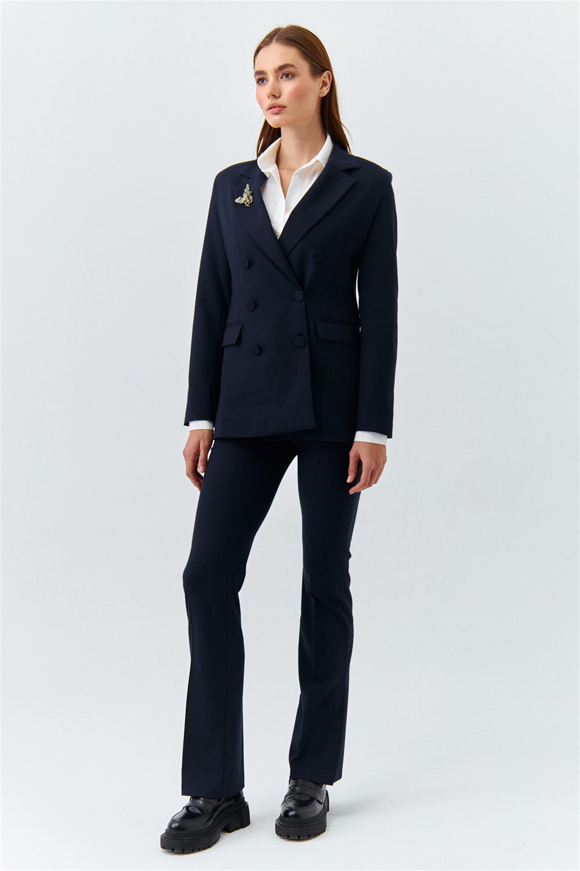 Blazer Ceket Pantolon Lacivert Kadın Takım | Tuba Butik