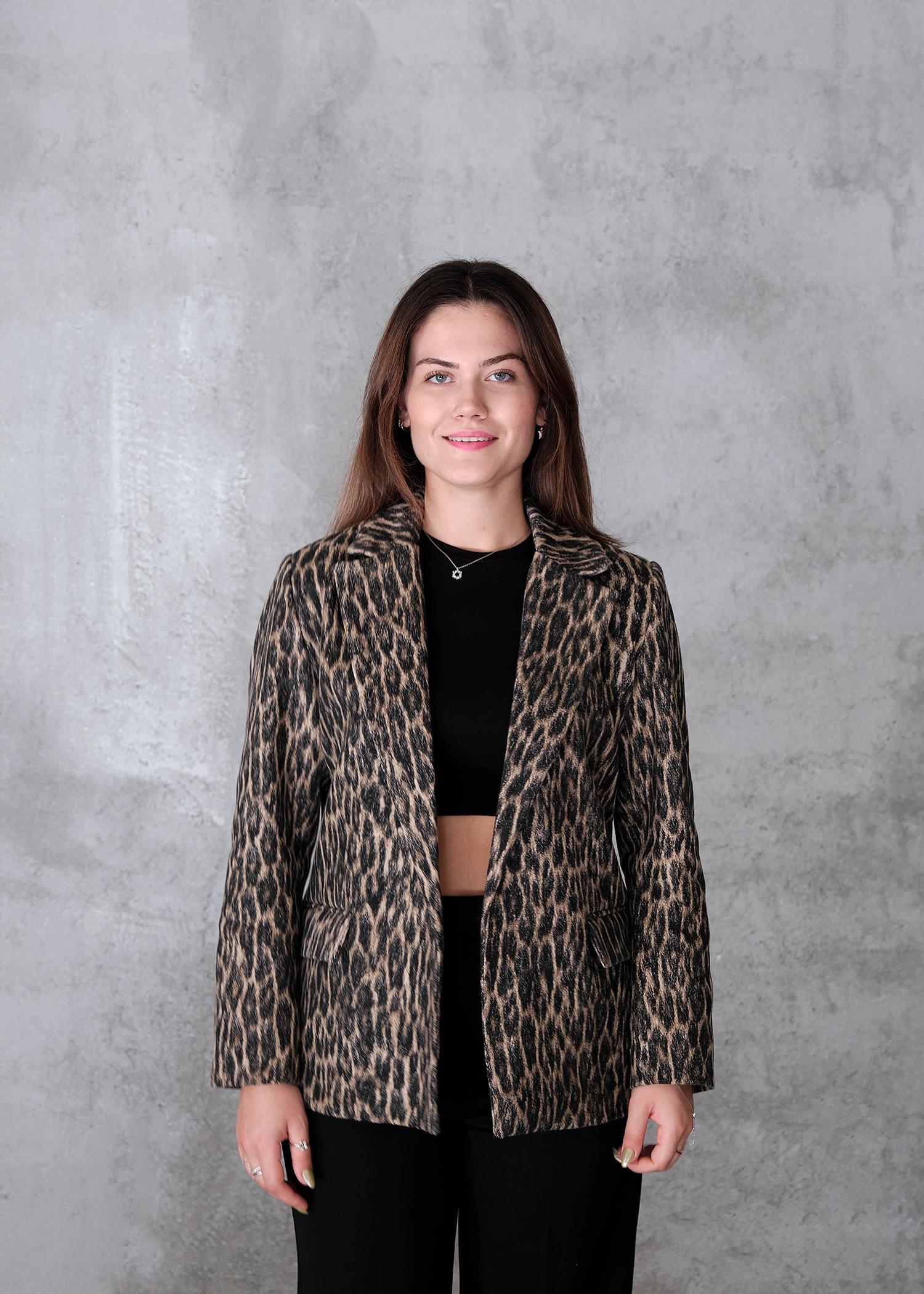 Kadın Leopar Astarlı Kaşe Cekat 6893EL25K Leopar