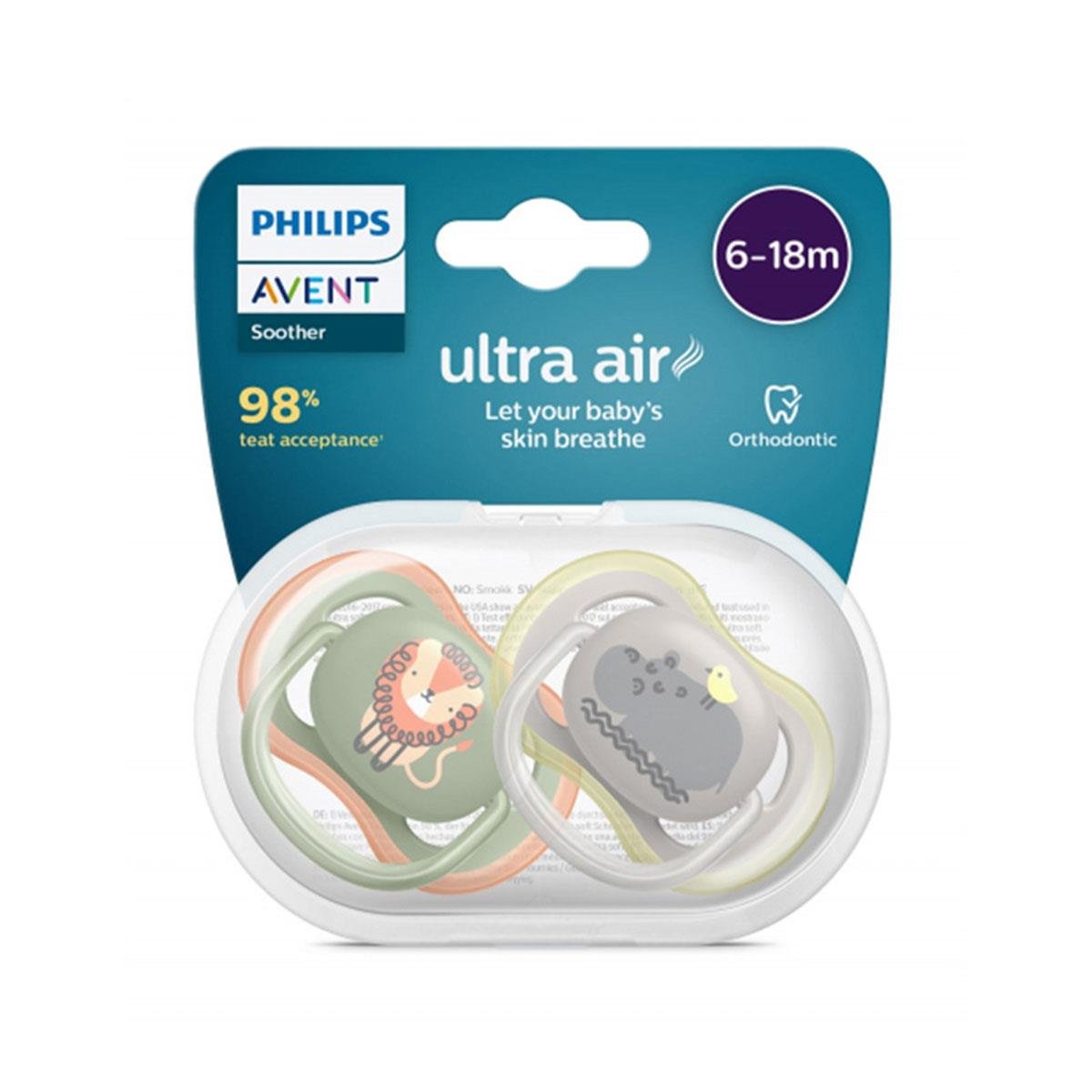 Philips Avent Ultra Air Emzik 6-18 Ay 2'li (Yeşil ve Gri Desenli) - Daffne