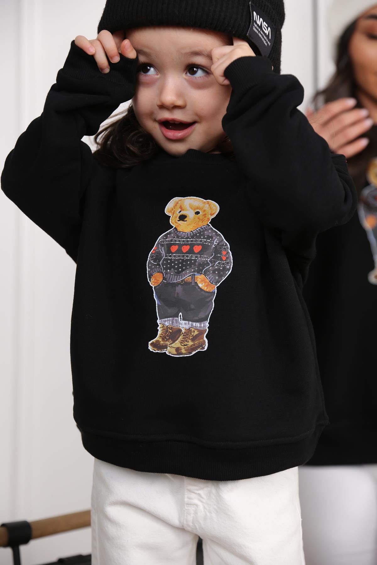 Siyah Unisex Teddy Sweat