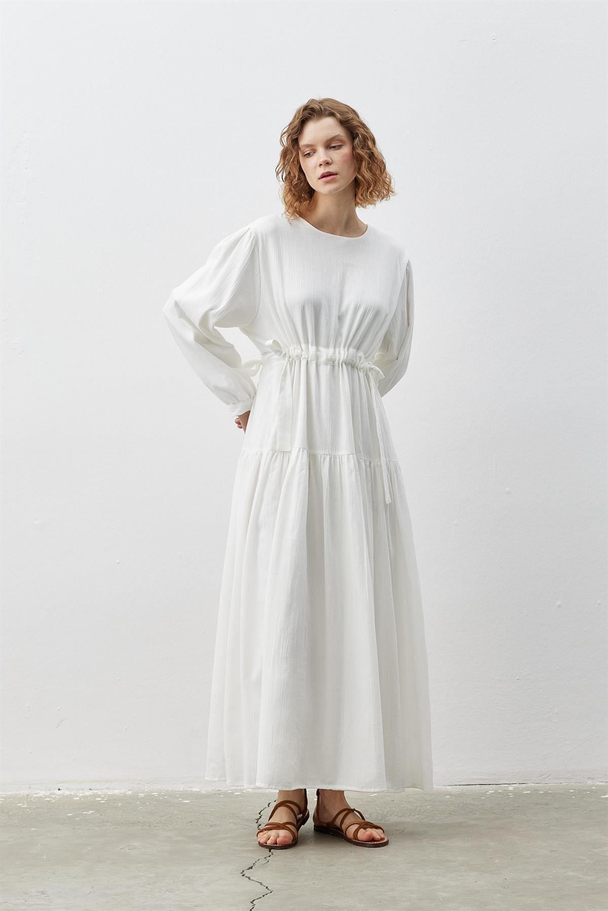 BIRFIL Şile Bezi Beyaz Bağlamalı Elbise I Sustainable & Minimal & Timeless
