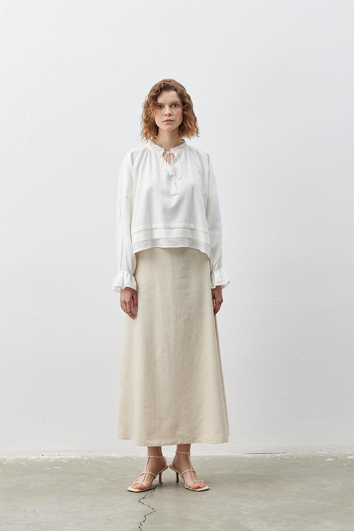 BIRFIL Şile Bezi Beyaz Nervürlü Bluz I Sustainable & Minimal & Timeless