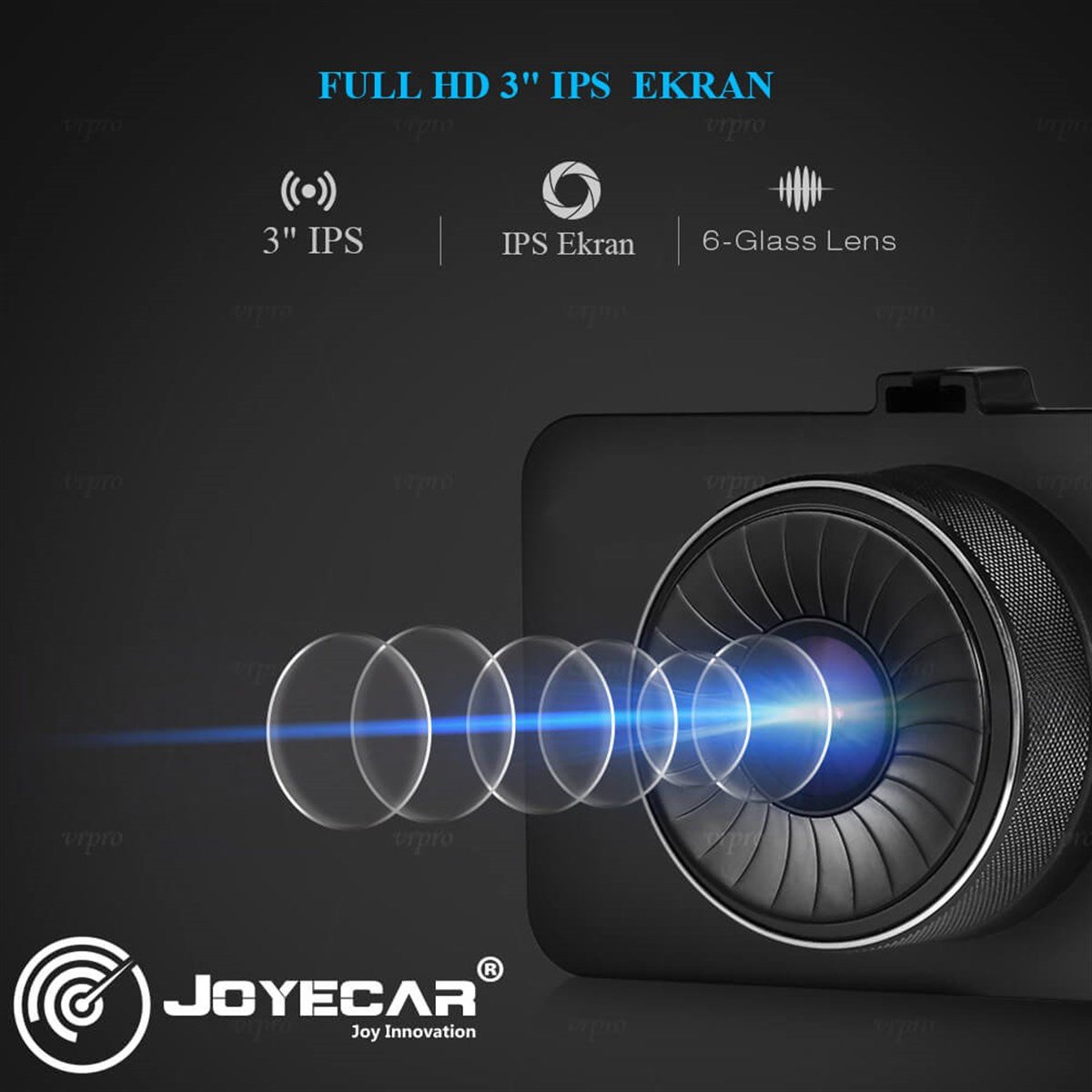 F8 3 Inç IPs Ekran Dual Lens Araç İçi Kamera 2 Yıl Garanti - Joyecar