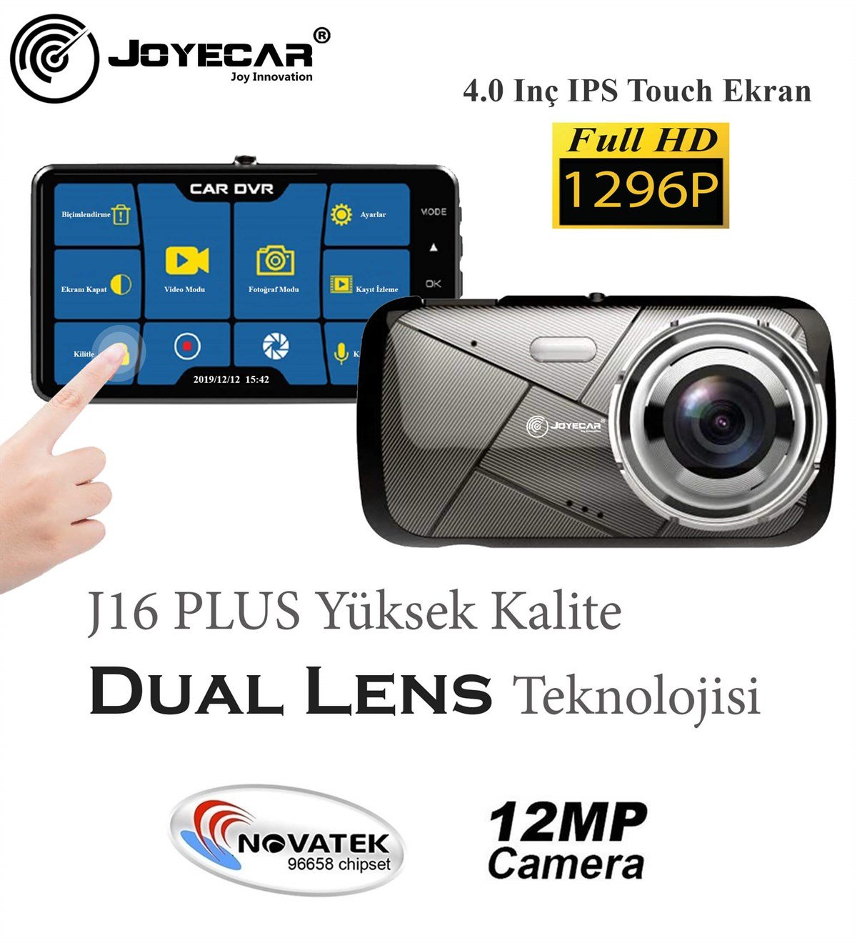 J16 4 Inç IPS Dokunmatik Ekran Araç İçi Kamera Türkçe Menü - Joyecar