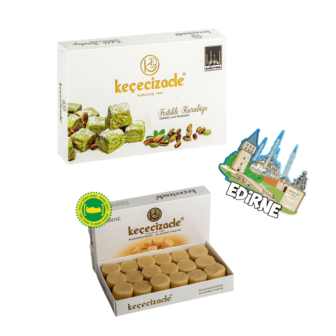 Keçecizade Hediyelik Paket - 6 -Badem Ezmesi 215 GR -Kare Fıstıklı