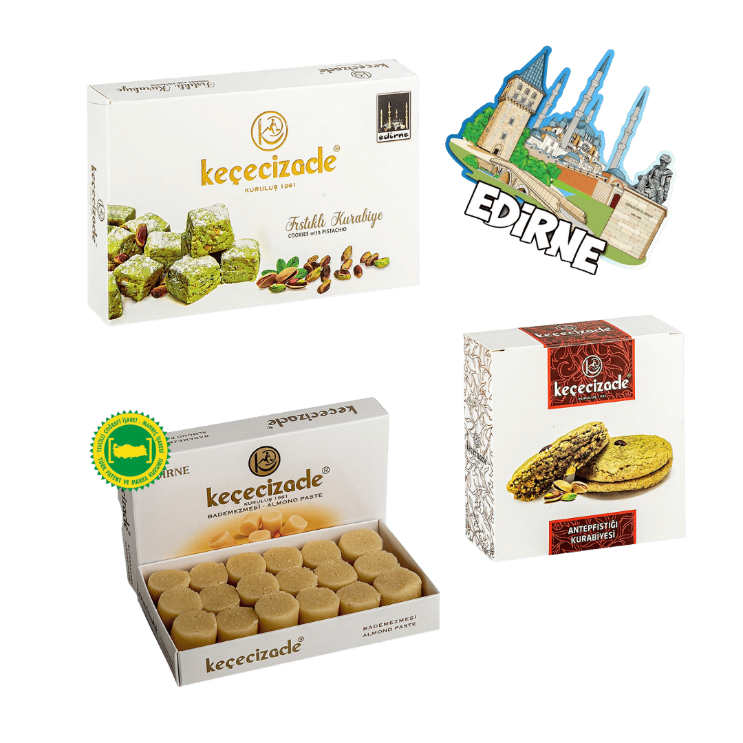 Keçecizade Hediyelik Paket - 7 -Badem Ezmesi 215 GR -Kare Fıstıklı