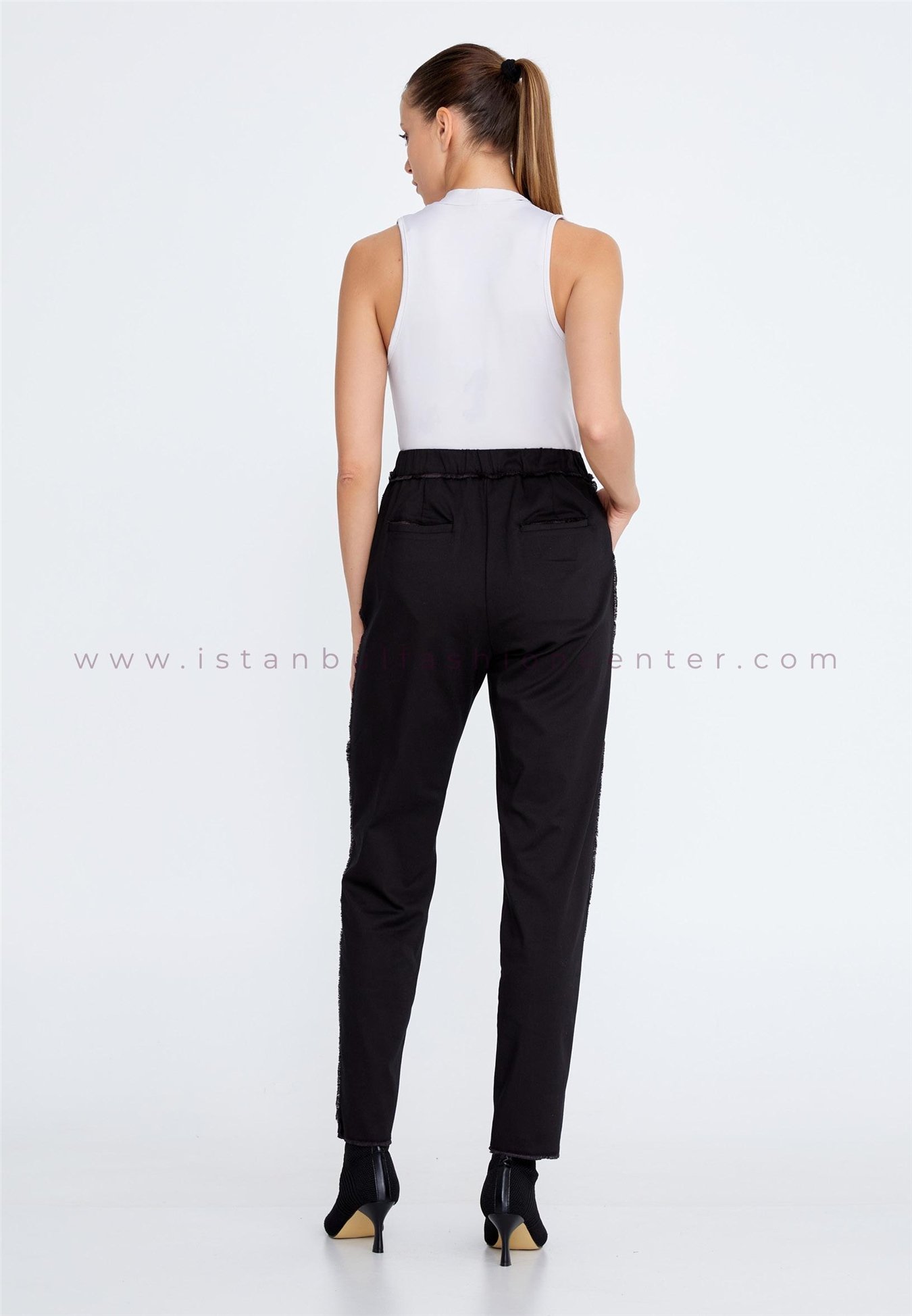 GEMKO Skinny Fit Plus Size Black Pants Gem14160xlsyh