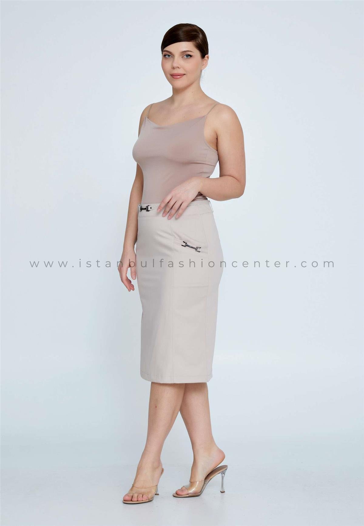 CARLA Midi Solid Color Plus Size Beige Skirt Car7343 bbej