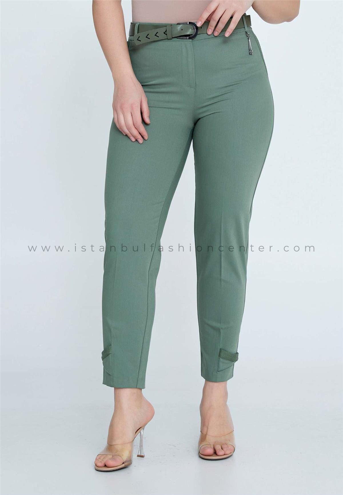 CARLA Regular Fit Plus Size Green Pants Carca-175-53-bhak