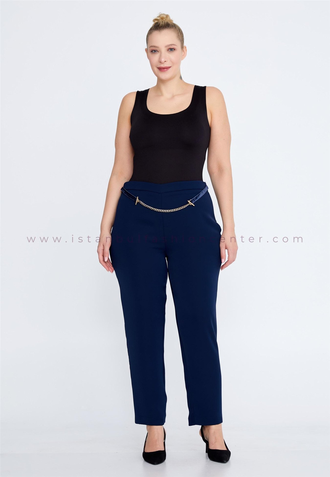 GEMKO Skinny Fit Plus Size Black Pants Gem14160xlsyh