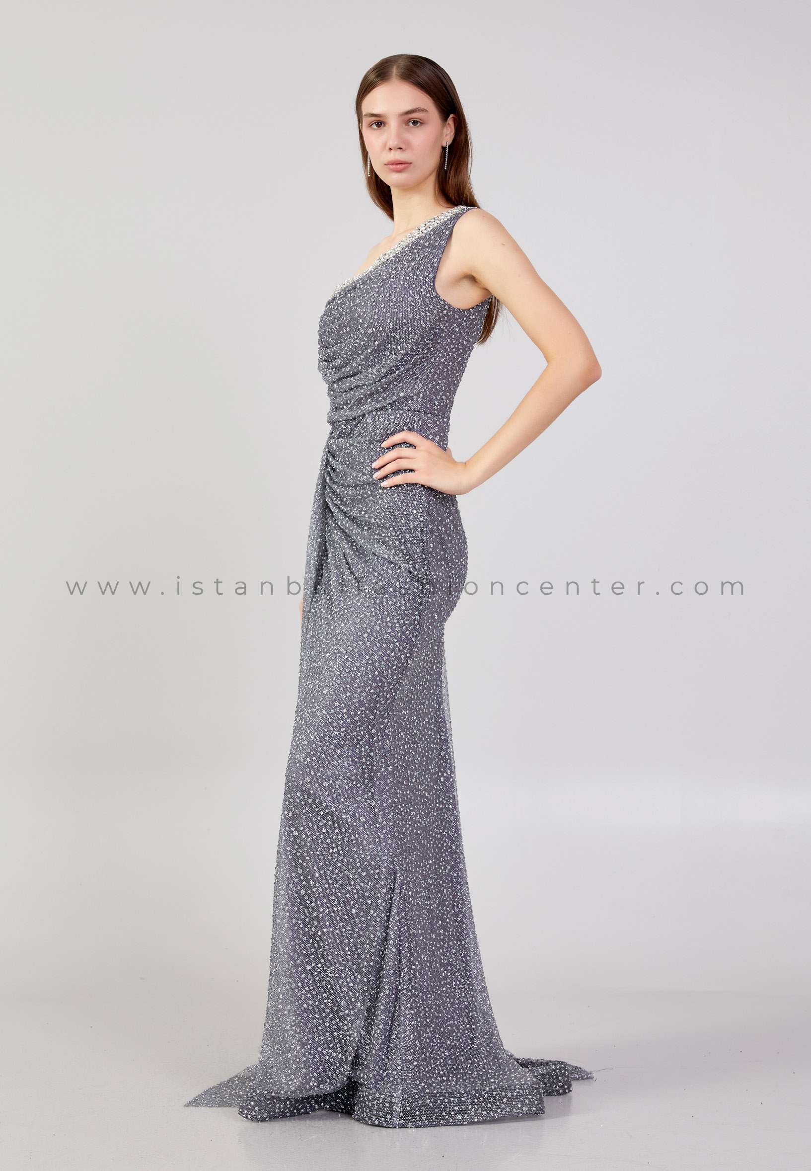 Grey one shoulder maxi dress cheap