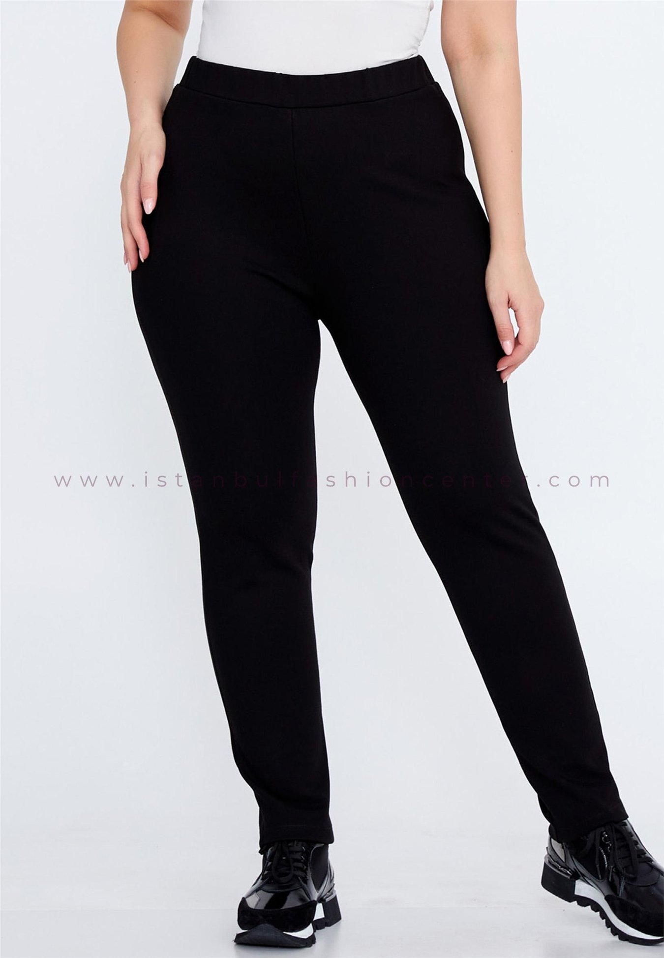 GEMKO Skinny Fit Plus Size Black Pants Gem14160xlsyh