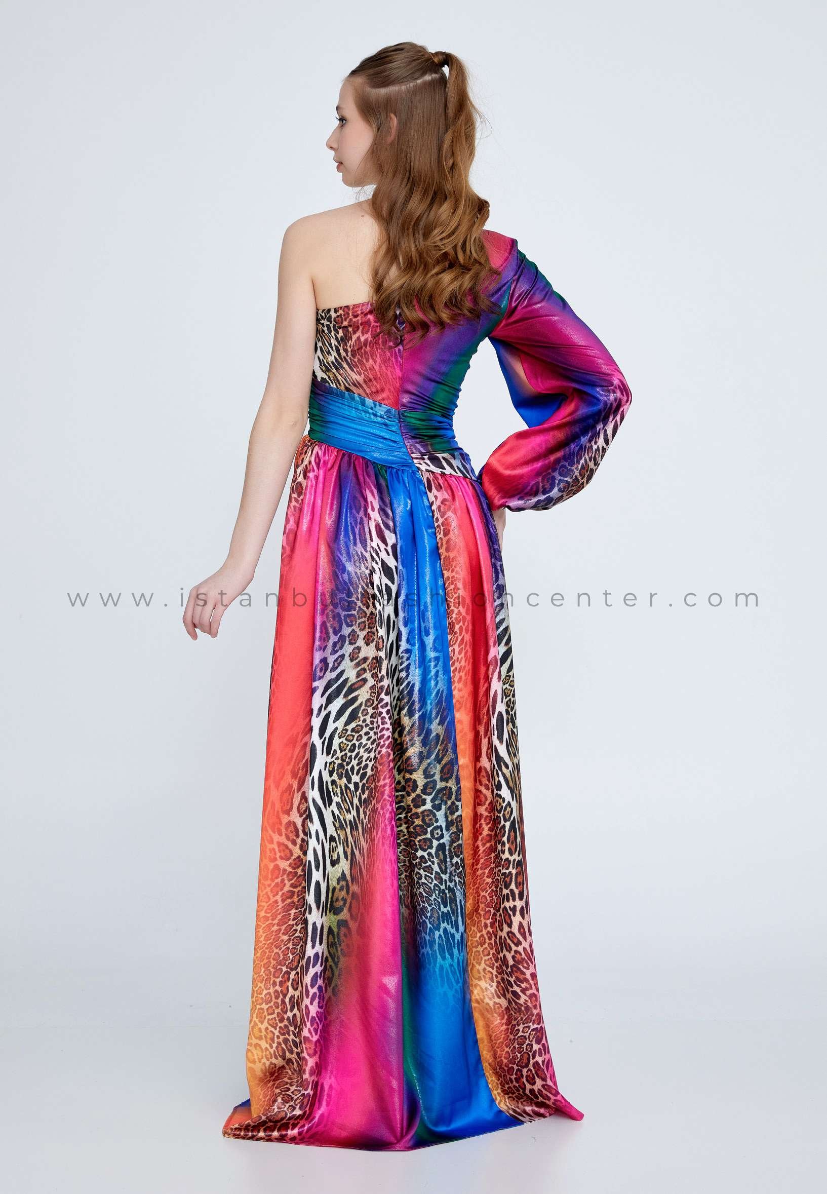 GYGESS One Shoulder Maxi Satin Column Regular Multicolor Evening Dress  Gyg23y5009fus