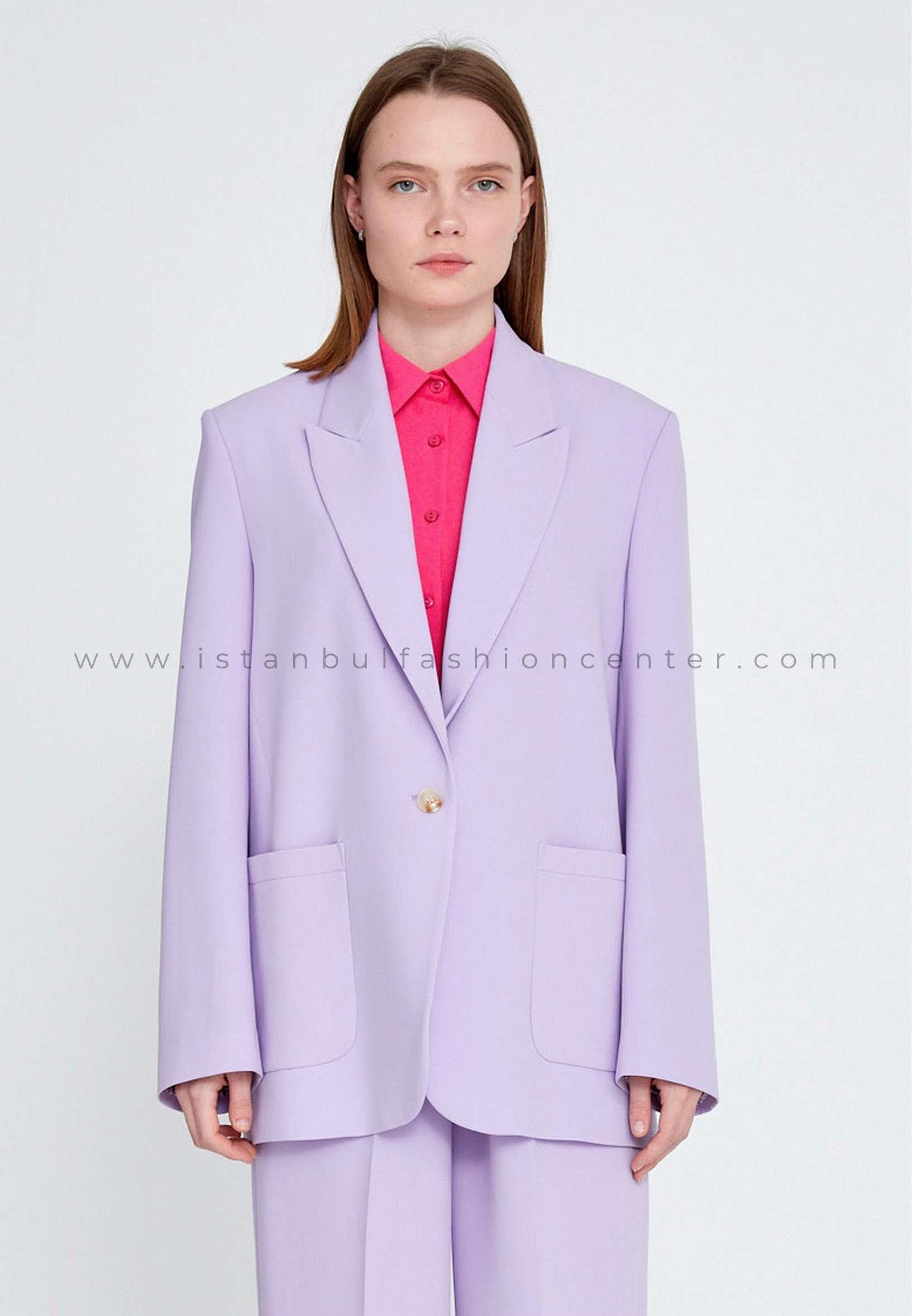 H.KUPSS Long Sleeve Crepe Solid Color Regular Purple Jacket Kps121258lıl