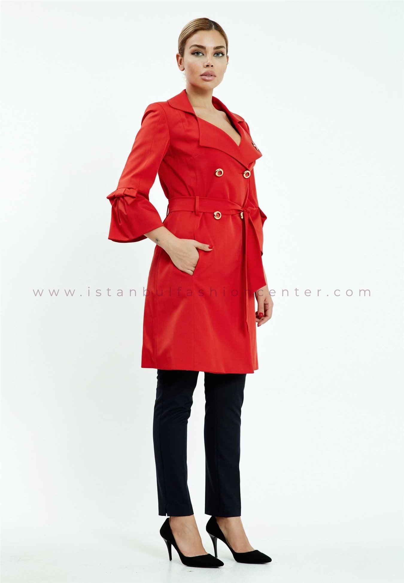 HALLMARK Mi longueur Reguliers Rouge Trench coat Mis78410ncg