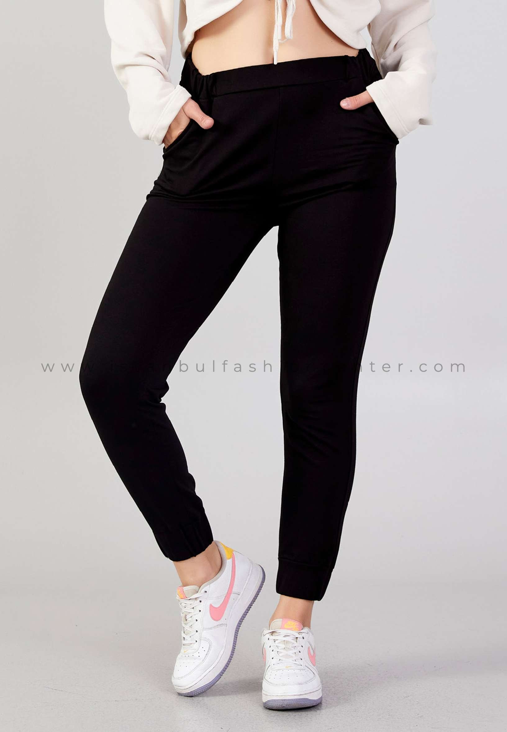 GEMKO Skinny Fit Plus Size Black Pants Gem14160xlsyh