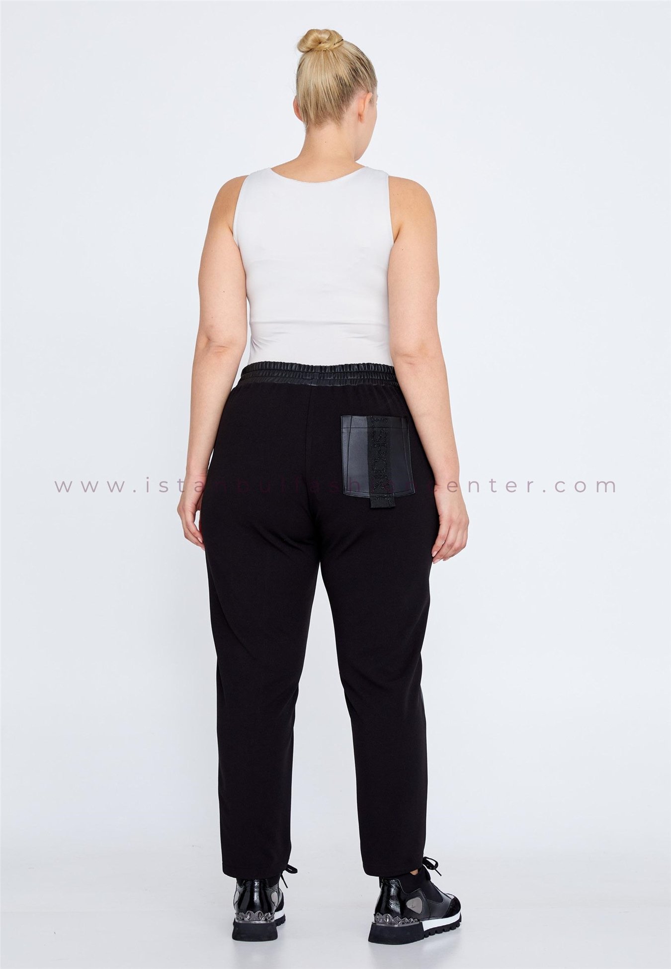 GEMKO Skinny Fit Plus Size Black Pants Gem14160xlsyh