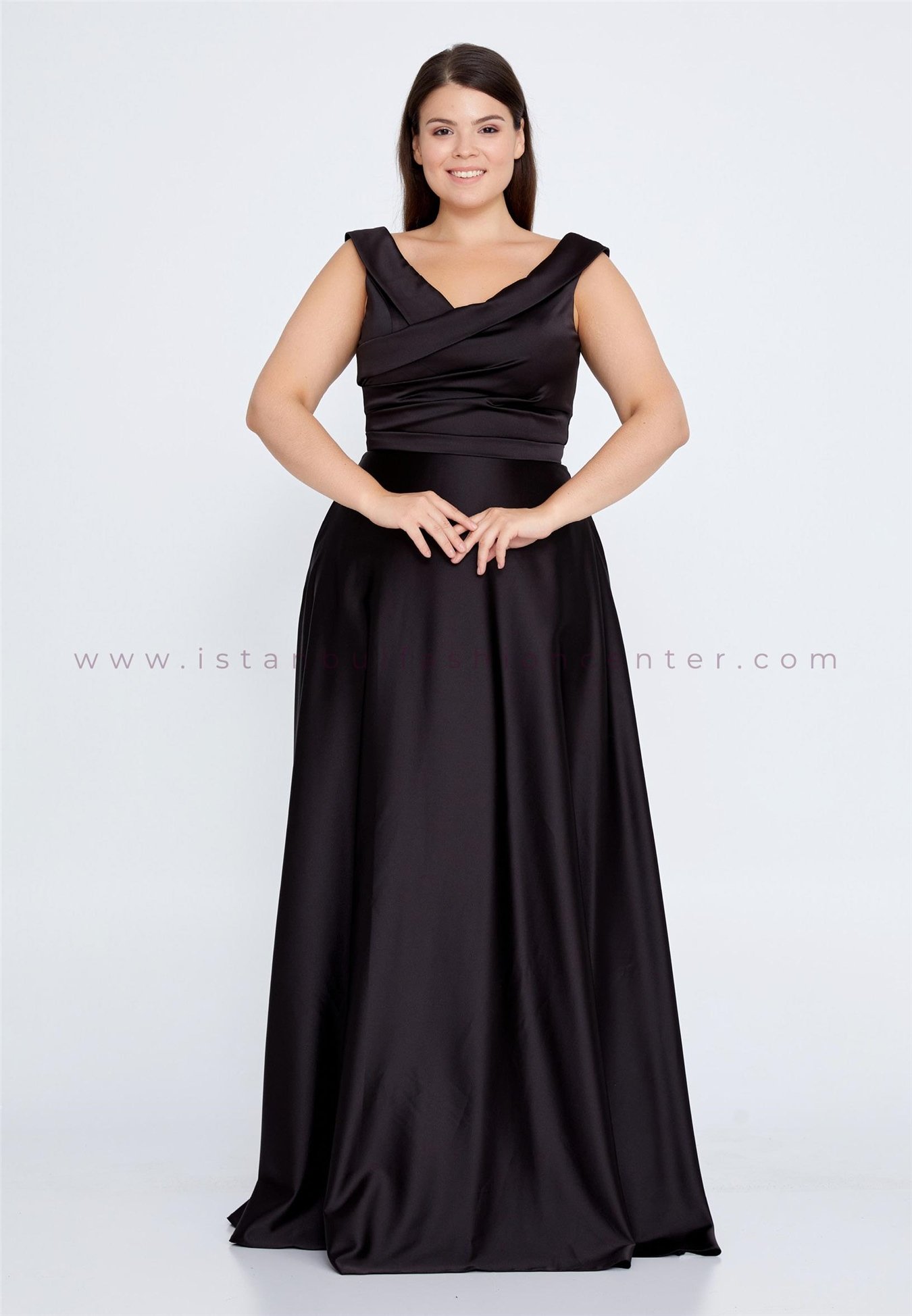 Satin Column Maxi Dress - Black