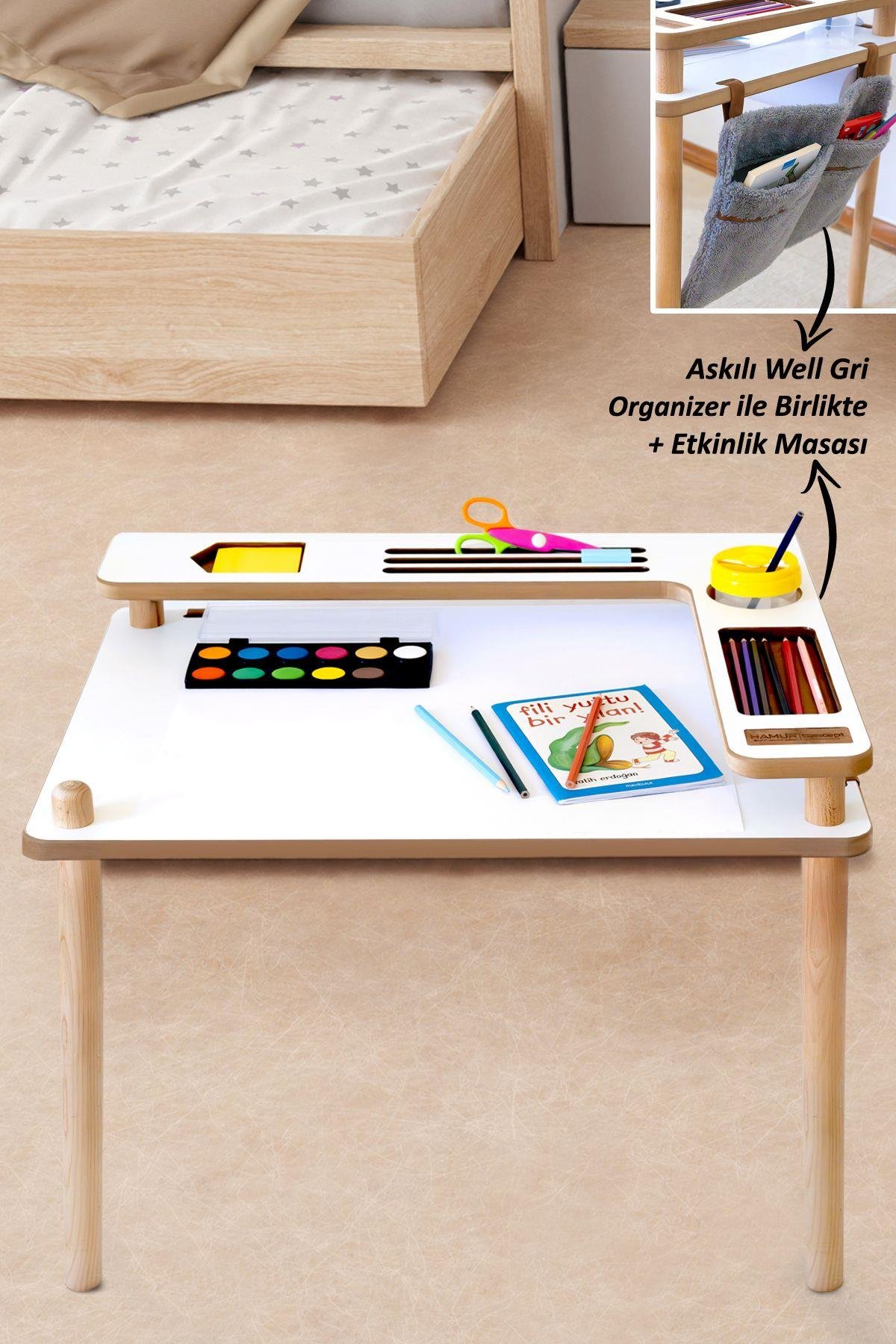 Ahşap Çocuk Etkinlik Masası Well GRİ