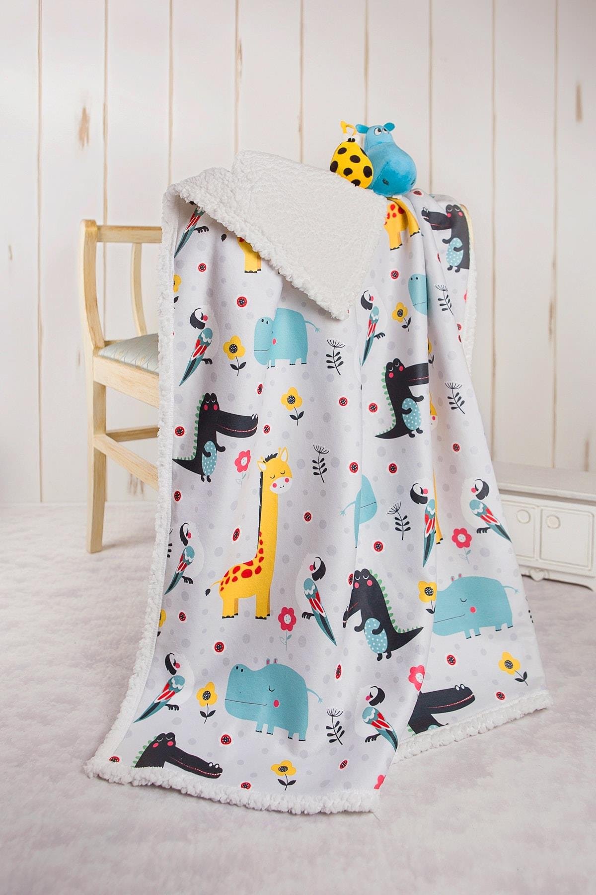 Fluffy Bebek Battaniyesi 80x100 Cm Animal Koyun Tüyü Battaniye
