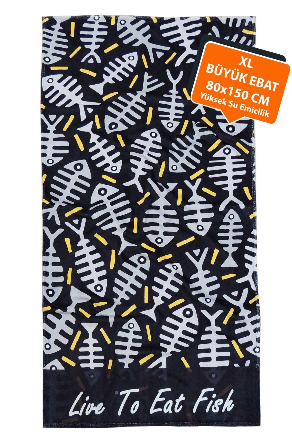 Plaj Havlusu Fish Siyah 80x150 cm E43pr0650027hm