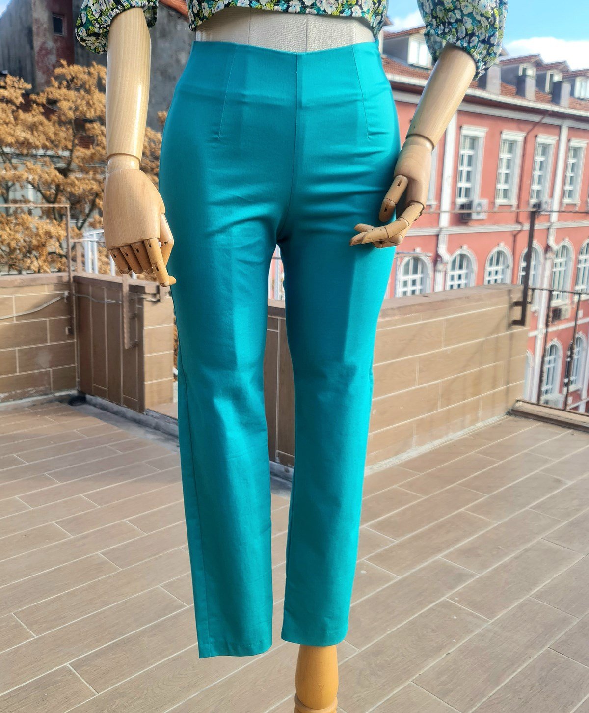Yeşil Turkuaz Likralı Bayan Pantolon - Kadın Pantolon Modelleri ve  Fiyatları- Tasarımsal Olaylar