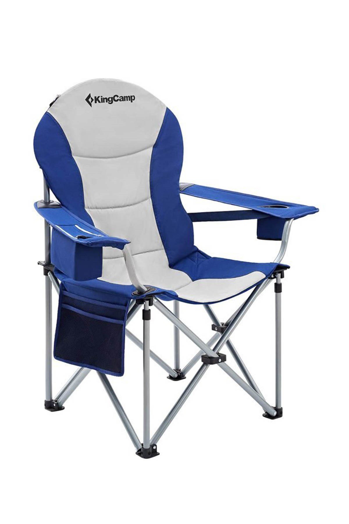 King Camp Deluxe Katlanır Kamp Sandalyesi Mavi Gri - Polis Sepeti