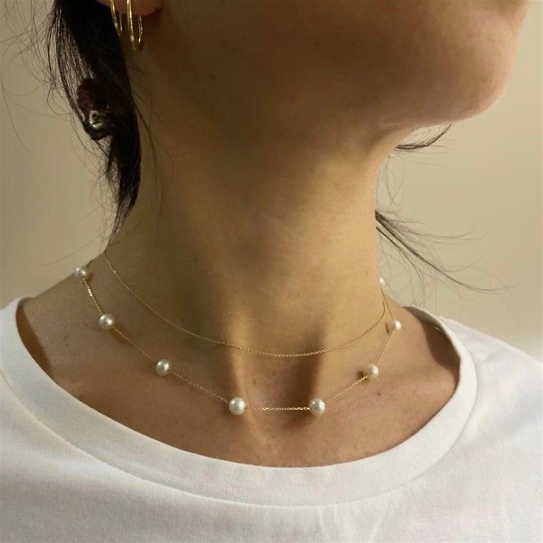 Mini İnci Sıra Altın Kolye – Perla - Penna Jewels