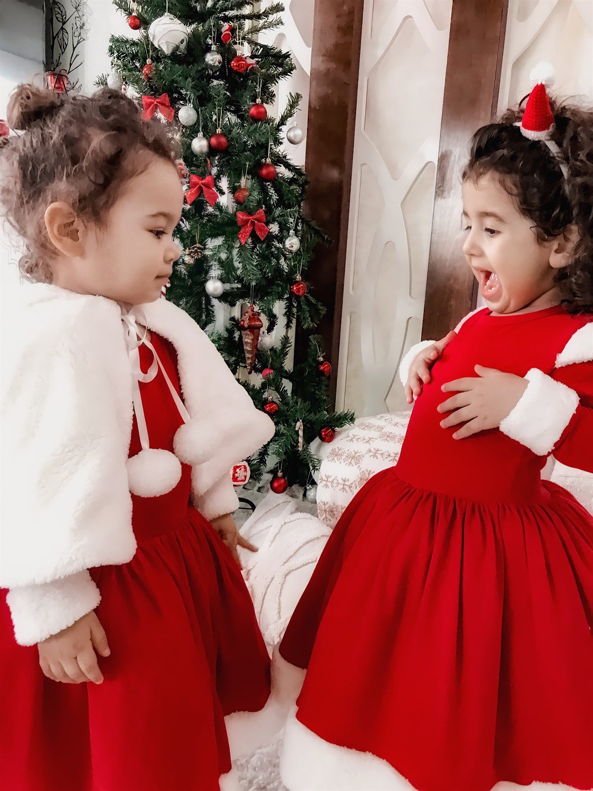Kidsabu Noelcute Kırmızı Yılbaşı Elbise Ve Beyaz Etol
