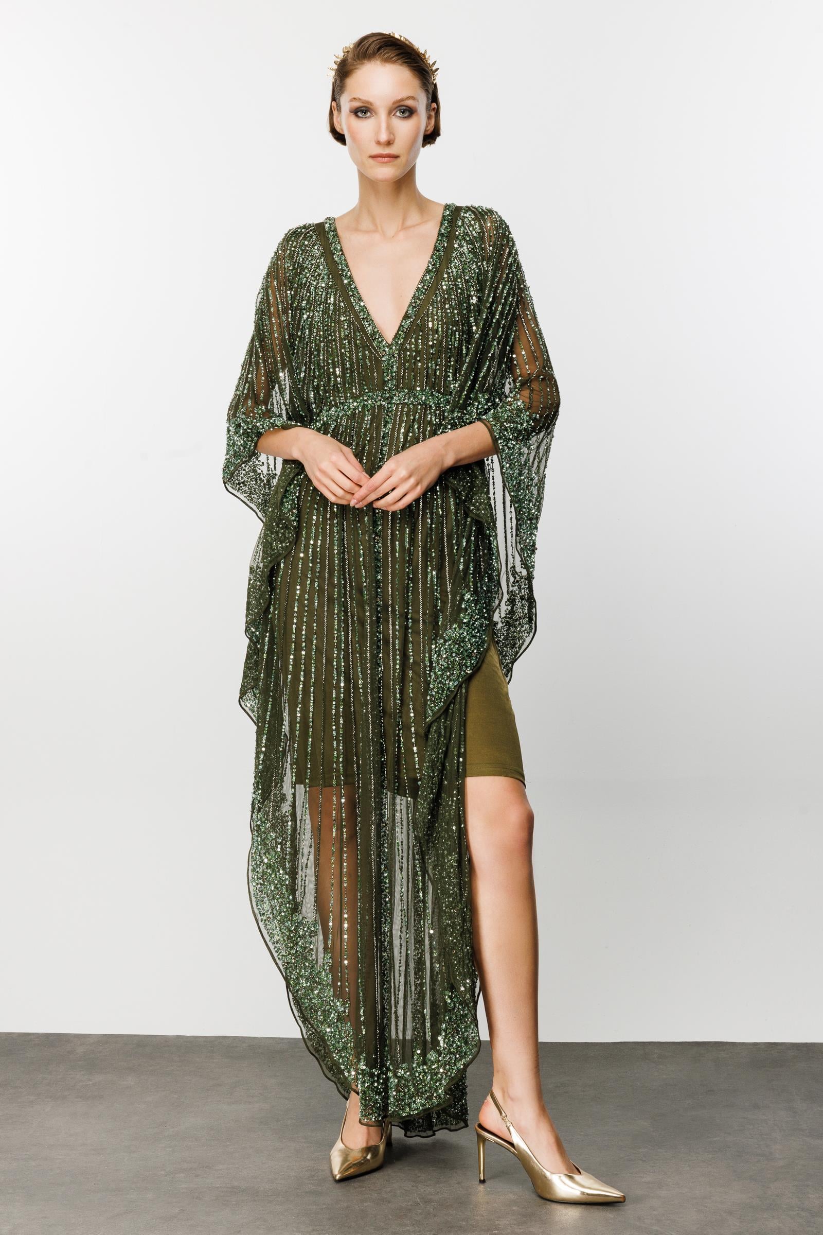 poncho evening dress R&M Richards 8749P Short Petite Lace Poncho Dress main image 0